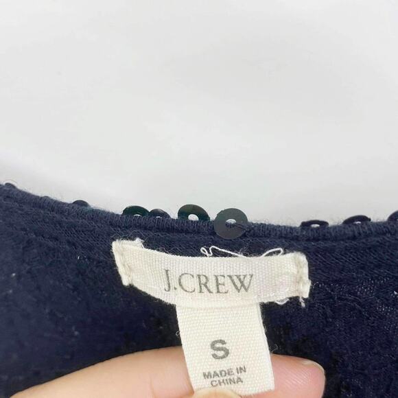 J CREW Black Sleeveless Scoop Neck Sequin Embellished Tank Top - Picture 3 of 8